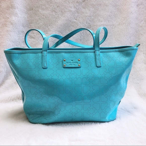 kate spade Handbags - Kate Spade Classic Turquoise Heart Tote Bag